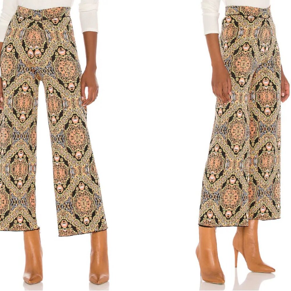 Free People Sun in the West Black Magic Combo Pull on Knit Pant Sz Med MSRP $128